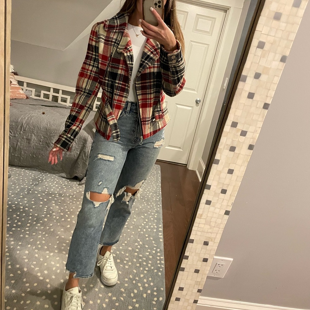 Express plaid biker jacket size M